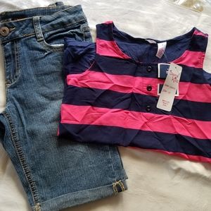 Denim Shorts w/ Tank Top